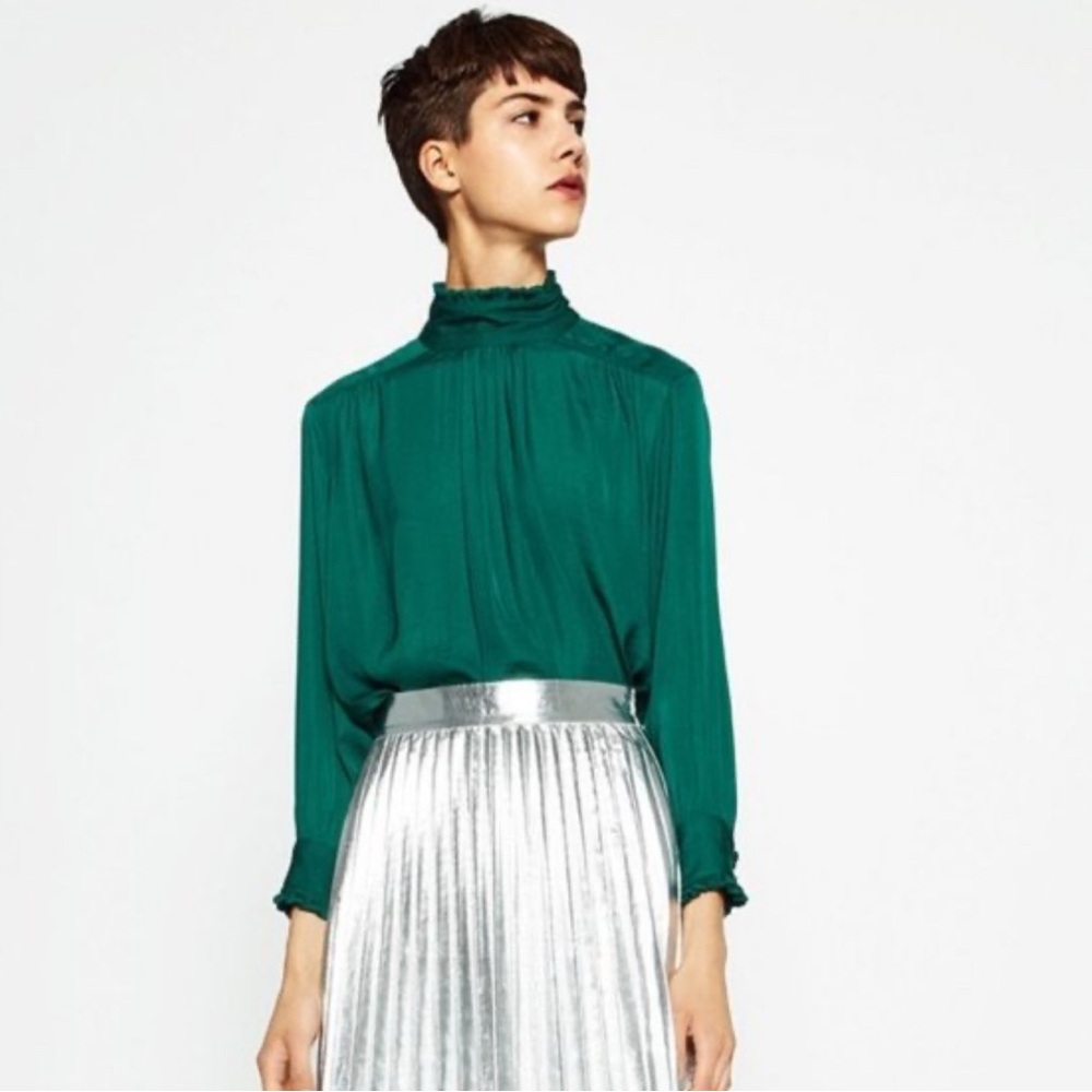 Zara Mock Turtle Neck Long Sleeve Top